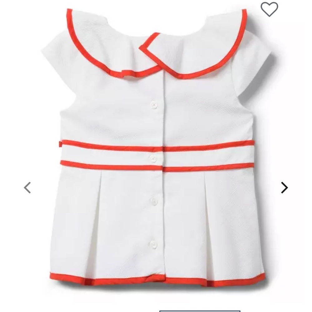 Janie and Jack white cotton pique with orange piping & buttons up back. Sz 2T. - Picture 2 of 8